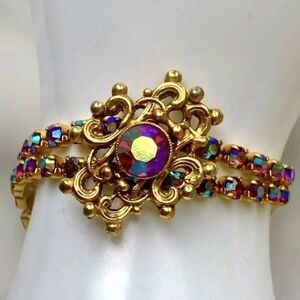 EVC RED AB GOLD TONE BRACELET